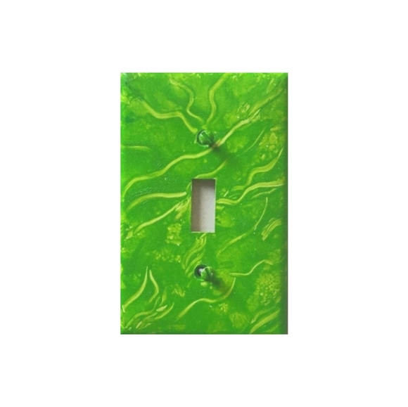 Hand Crafted Other - Hand Crafted Green Abstract Design Single Toggle Light Switch Plate
